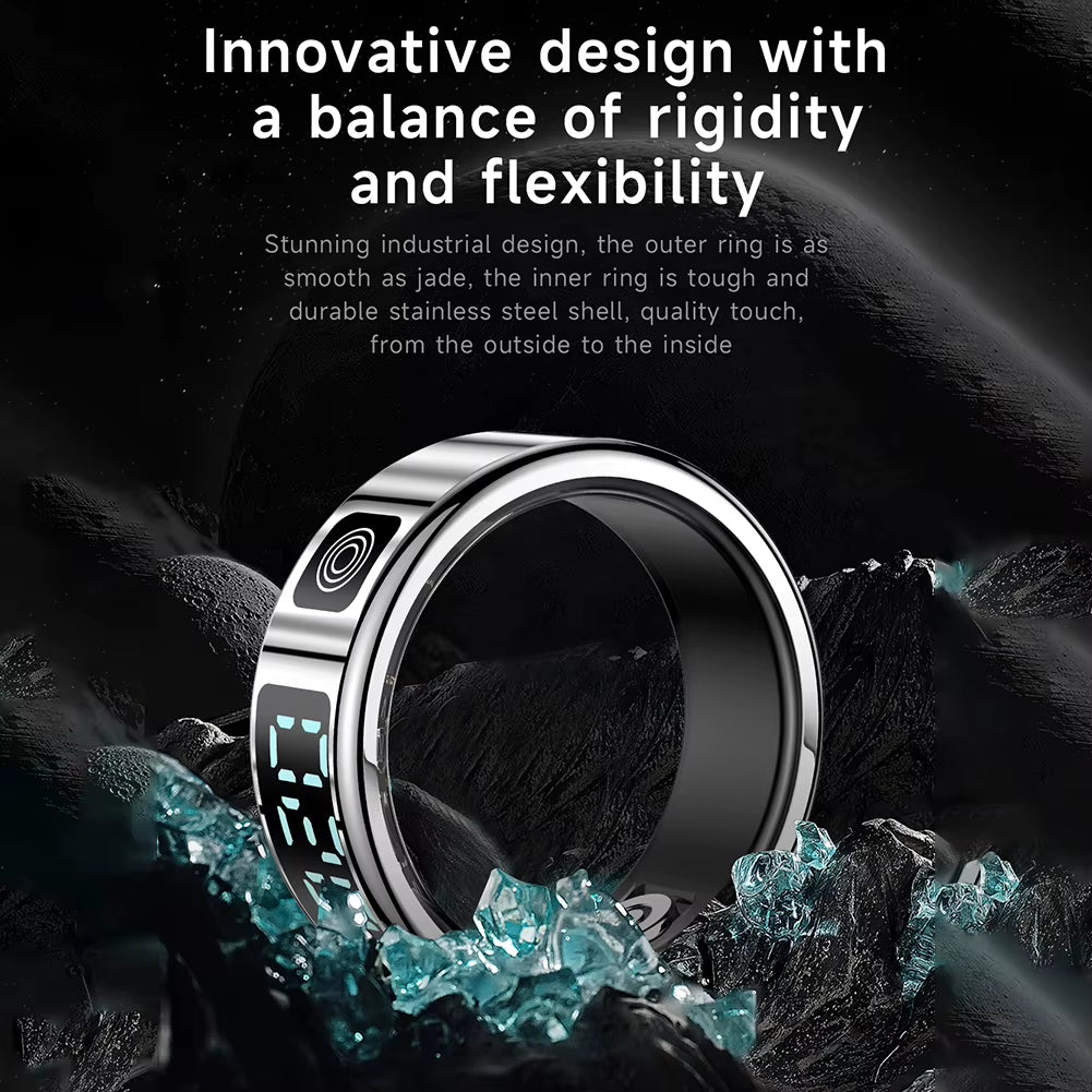 2025 New RS08 Smart Ring 5ATM Waterproof Health Fitness Ring Multi Sport Modes Heart Rate and Blood Oxygen Monitor for Men Women