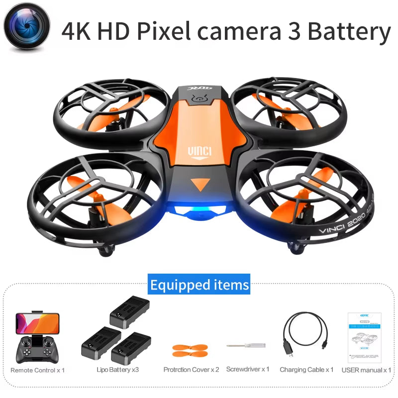 V8 New Mini Drone 4K 1080P HD Camera Drones Wifi Fpv Air Pressure Height Maintain Foldable Quadcopter RC Dron Toy Gift