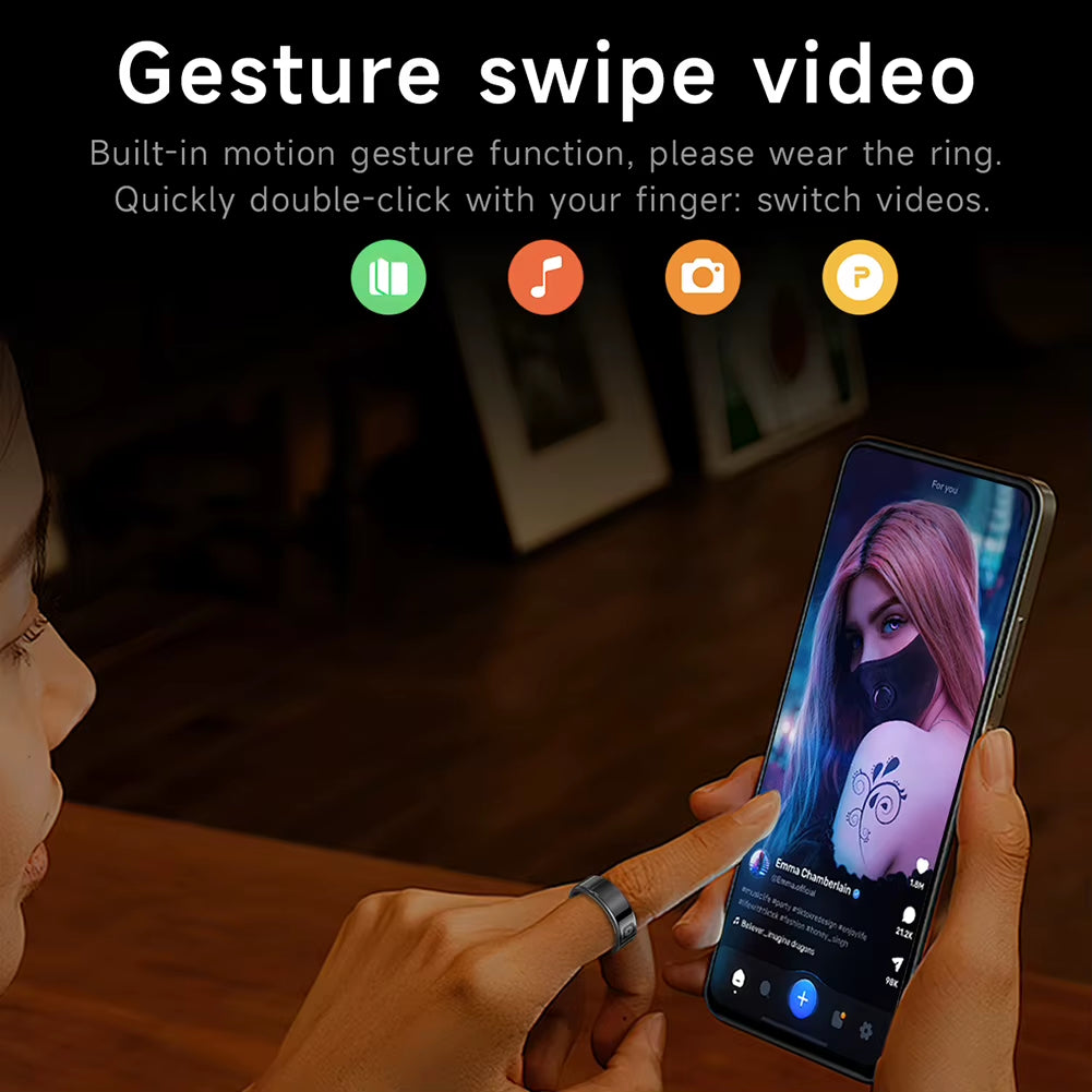 2025 New RS08 Smart Ring 5ATM Waterproof Health Fitness Ring Multi Sport Modes Heart Rate and Blood Oxygen Monitor for Men Women