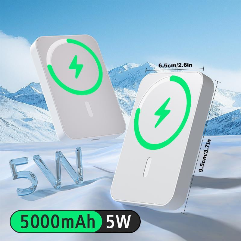 Spring Sale Magnetic Wireless Portable Charger, Foldable 5000Mah Battery Pack with USB-C Cable for Iphone 16/15/14/13/Pro/Mini/Promax, Fast Charging Source. Easter Gift 2025