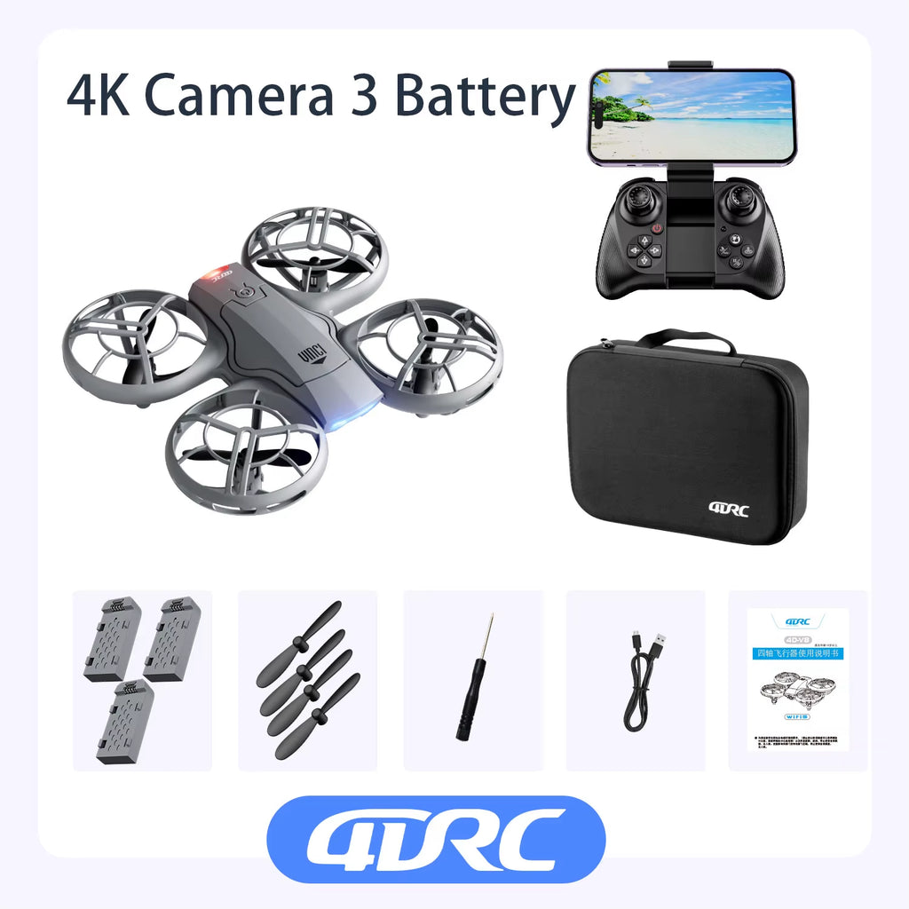 V8 New Mini Drone 4K 1080P HD Camera Drones Wifi Fpv Air Pressure Height Maintain Foldable Quadcopter RC Dron Toy Gift