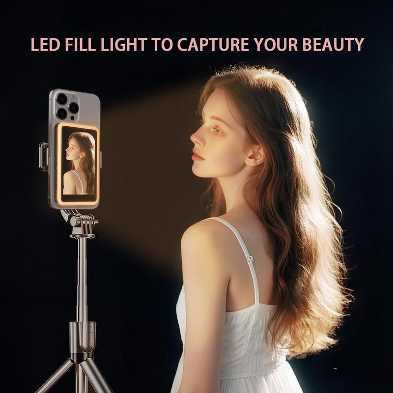 Portable Selfie Monitor Screen Iphone with Fill Light, Magnetic Vlog Live Streaming Screen, 4.3-Inch Upgraded Large Screen,1080P Rear Camera Selfie Monitor for Recording & Vlog Comes with Built-In Sound Synchronization.