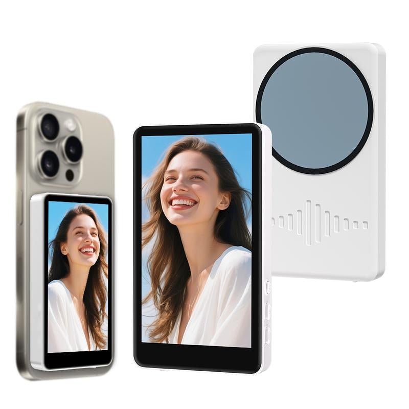 Portable Selfie Monitor Screen Iphone with Fill Light, Magnetic Vlog Live Streaming Screen, 4.3-Inch Upgraded Large Screen,1080P Rear Camera Selfie Monitor for Recording & Vlog Comes with Built-In Sound Synchronization.