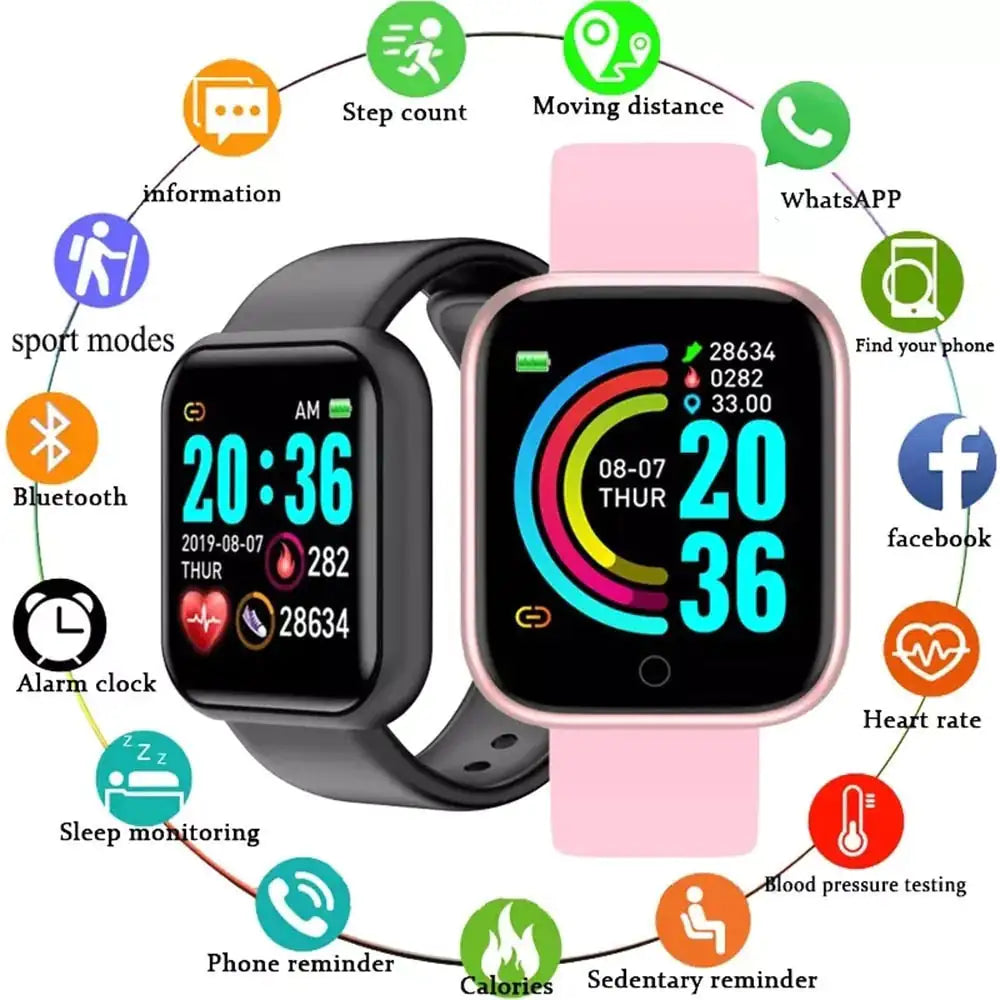Montre fitness étanche avec fréquence cardiaque et notifications