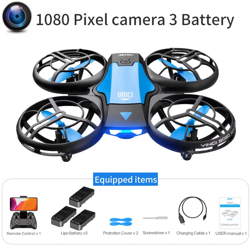 V8 New Mini Drone 4K 1080P HD Camera Drones Wifi Fpv Air Pressure Height Maintain Foldable Quadcopter RC Dron Toy Gift