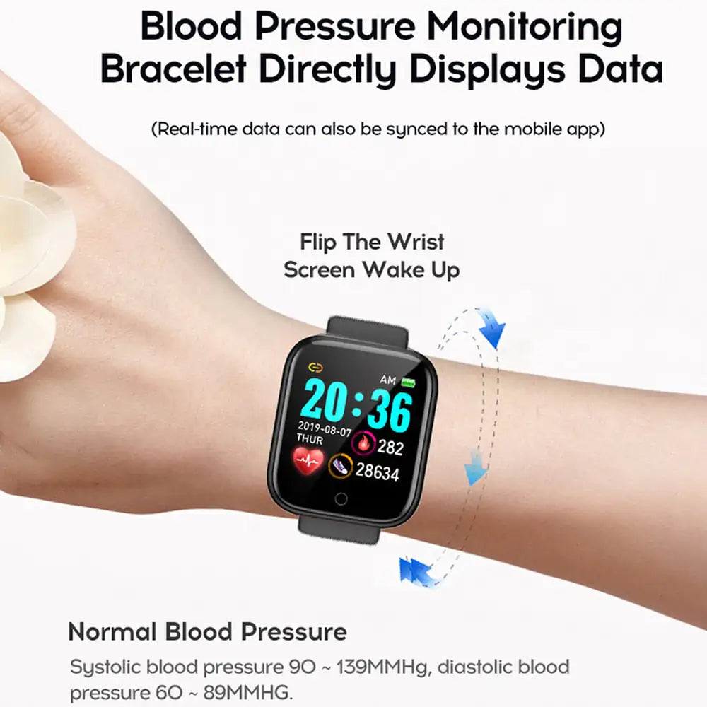 Montre fitness étanche avec fréquence cardiaque et notifications