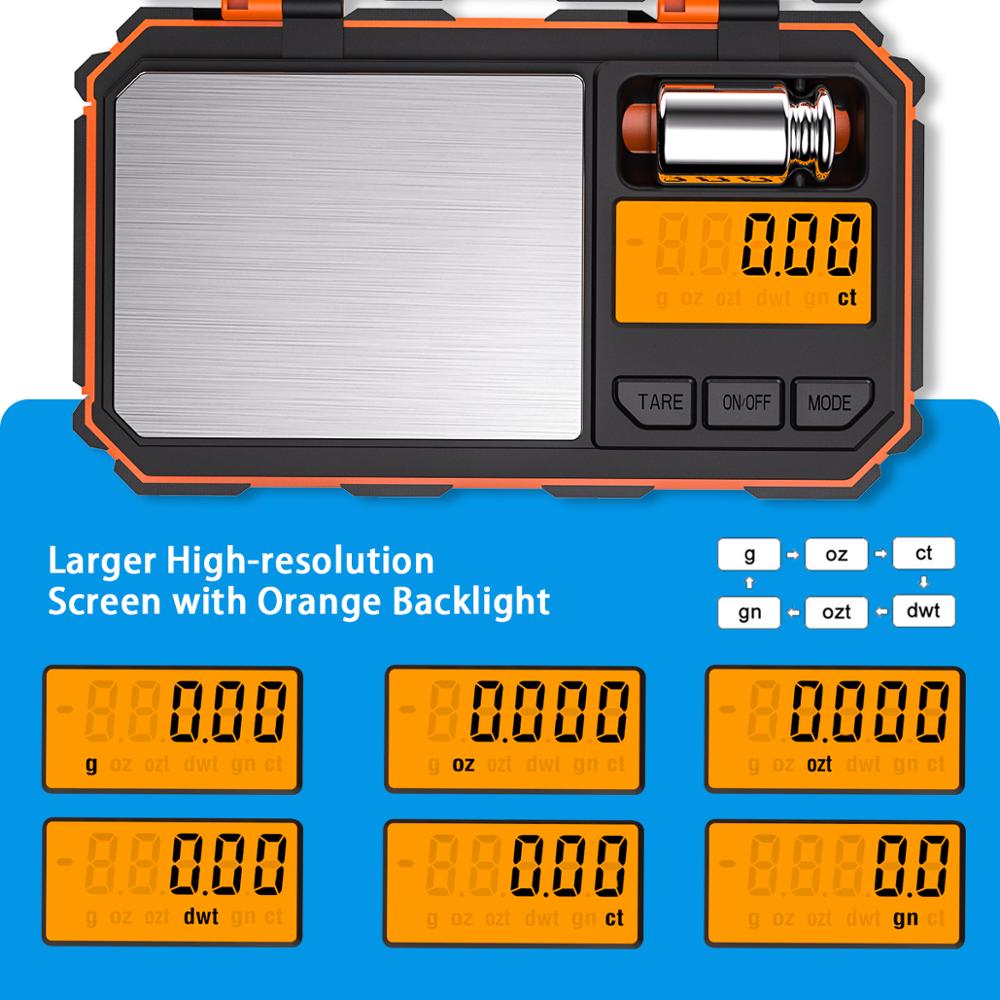 Balance de poche numérique AMIR 200 g x 0,01 g avec poids de calibration
