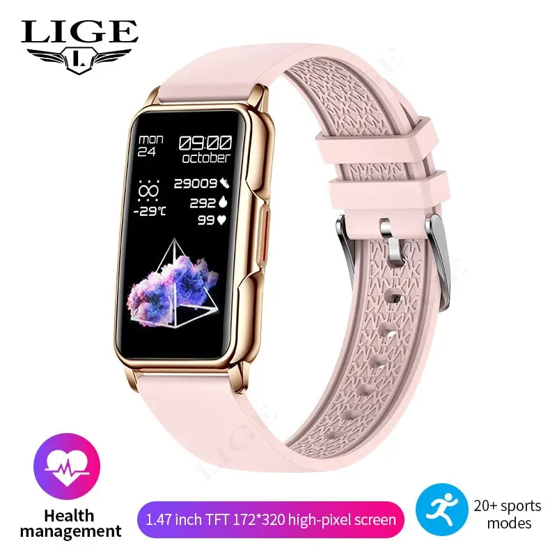 Montre intelligente LIGE femme, appels Bluetooth, IP67 et suivi d’activité
