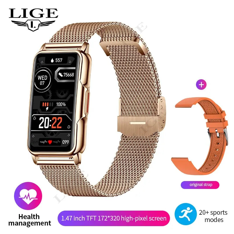 Montre intelligente LIGE femme, appels Bluetooth, IP67 et suivi d’activité