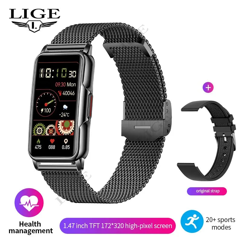 Montre intelligente LIGE femme, appels Bluetooth, IP67 et suivi d’activité