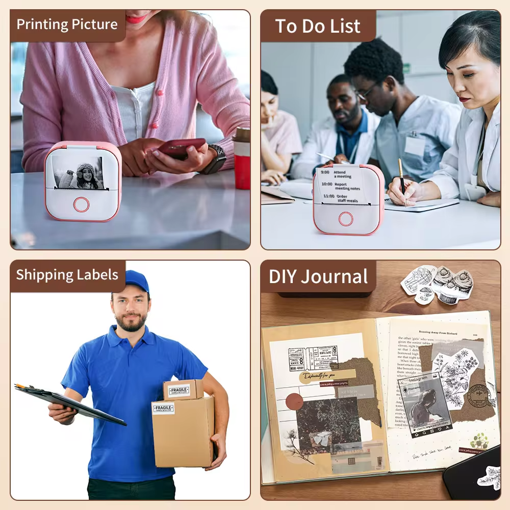 Imprimante portable Phomemo T02 – mini imprimante thermique sans encre Bluetooth pour étiquettes autocollantes et stickers