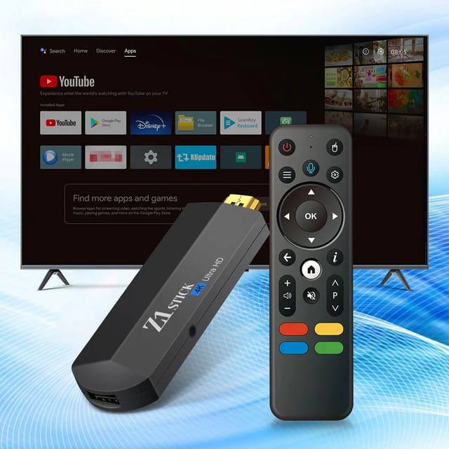 Android TV Stick 4K Z1 avec télécommande vocale et Wi-Fi bi-bande