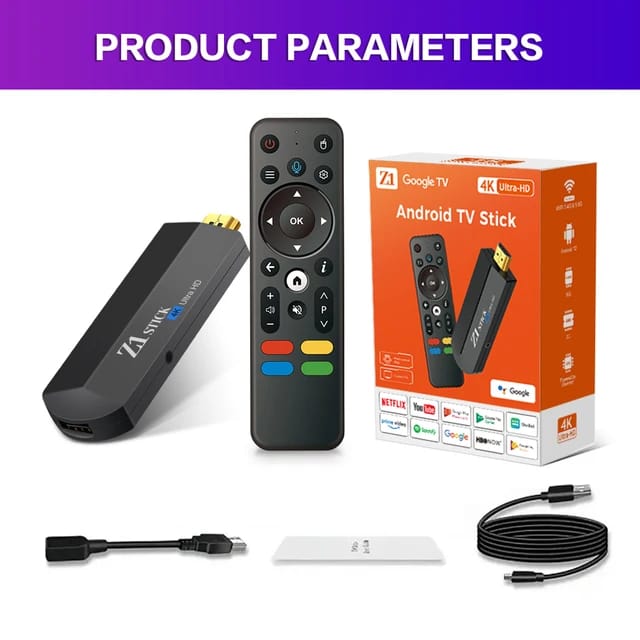 Android TV Stick 4K Z1 avec télécommande vocale et Wi-Fi bi-bande