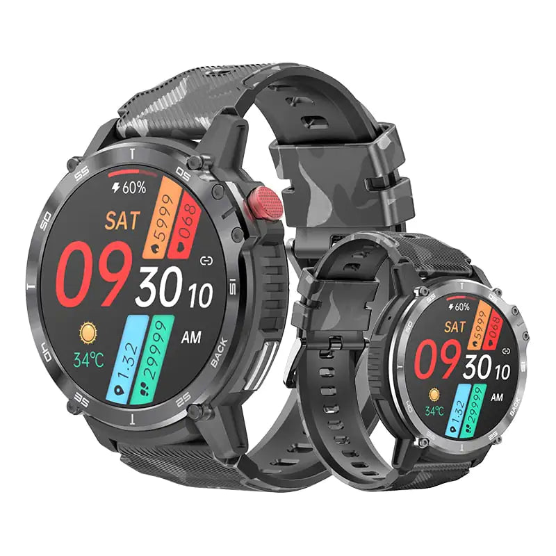 Montre intelligente CRTORRS 3ATM avec suivi santé et 24 modes sport