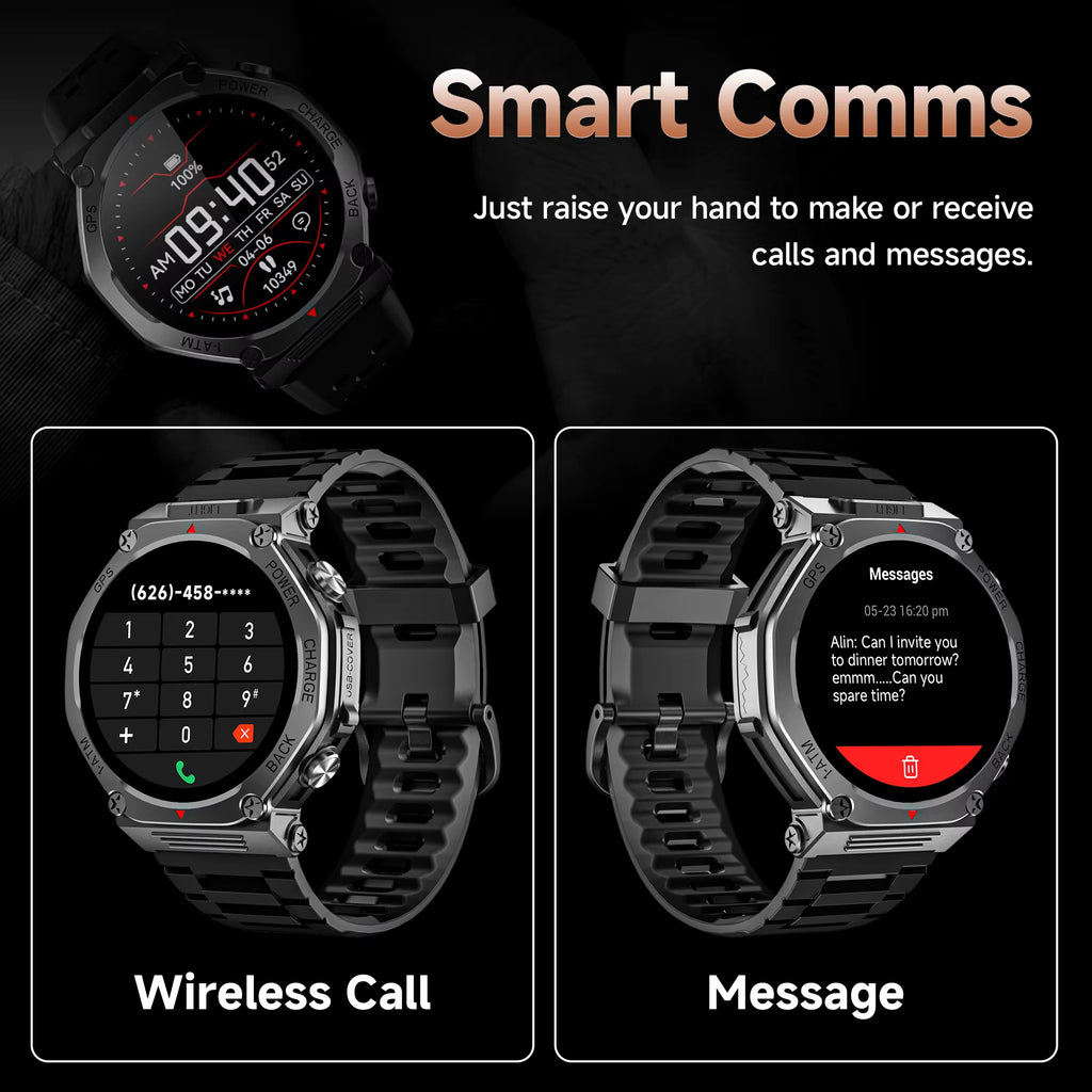 NEW T-Rex 3 Built-In GPS Sport Smart Watch for Xiaomi Men 1200Mah Large Battery Bluetooth Call Reverse Charge Flashlight Gift
