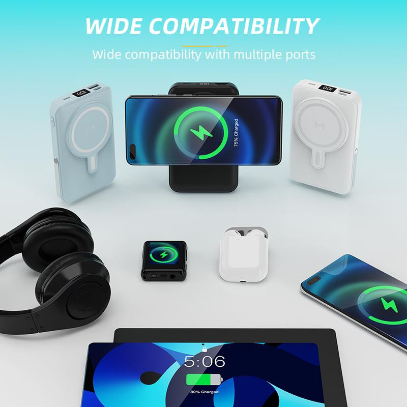 Spring Sale Magnetic Wireless Portable Charger, Foldable 5000Mah Battery Pack with USB-C Cable for Iphone 16/15/14/13/Pro/Mini/Promax, Fast Charging Source. Easter Gift 2025