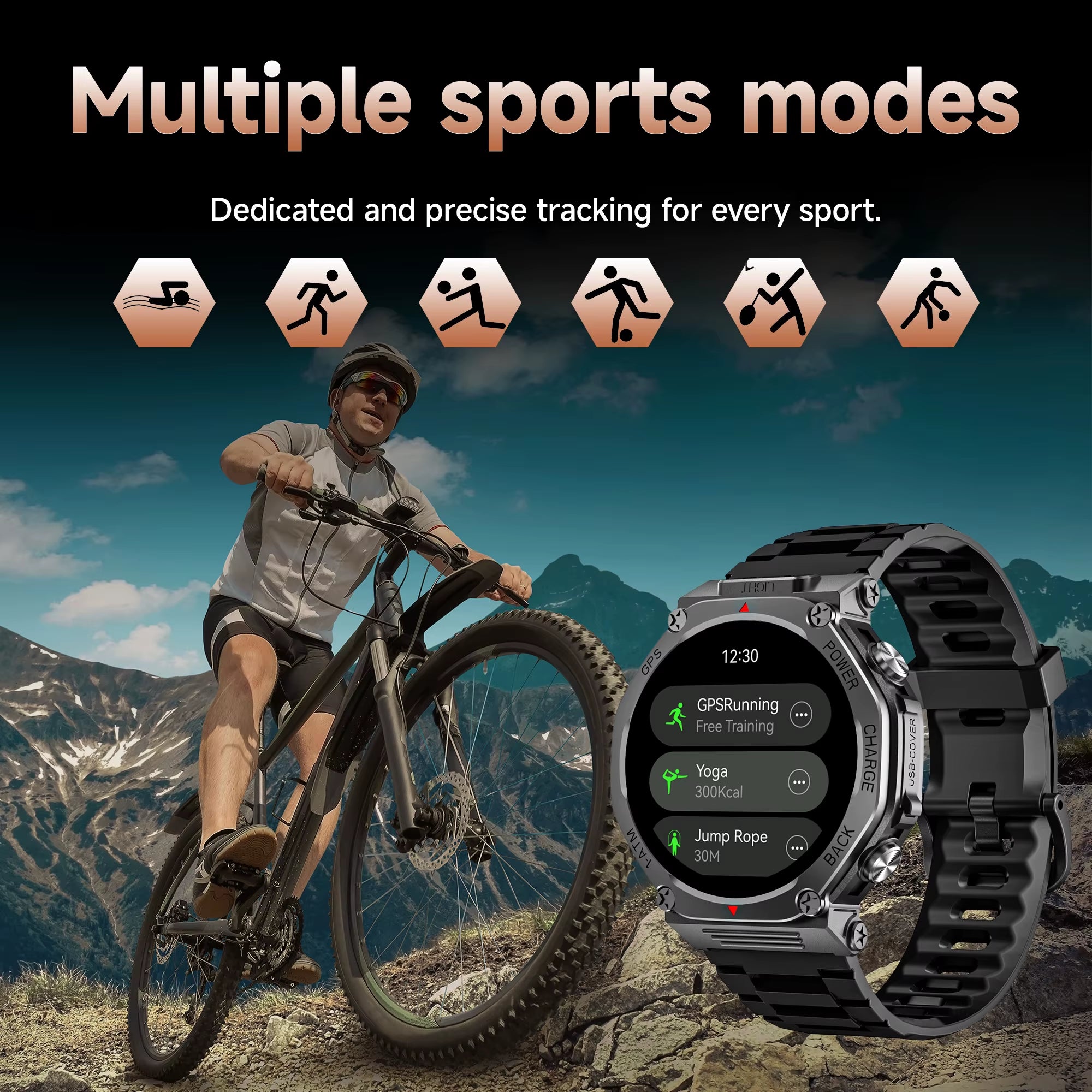NEW T-Rex 3 Built-In GPS Sport Smart Watch for Xiaomi Men 1200Mah Large Battery Bluetooth Call Reverse Charge Flashlight Gift
