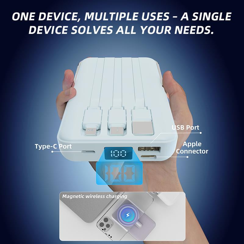 Spring Sale Magnetic Wireless Portable Charger, Foldable 5000Mah Battery Pack with USB-C Cable for Iphone 16/15/14/13/Pro/Mini/Promax, Fast Charging Source. Easter Gift 2025