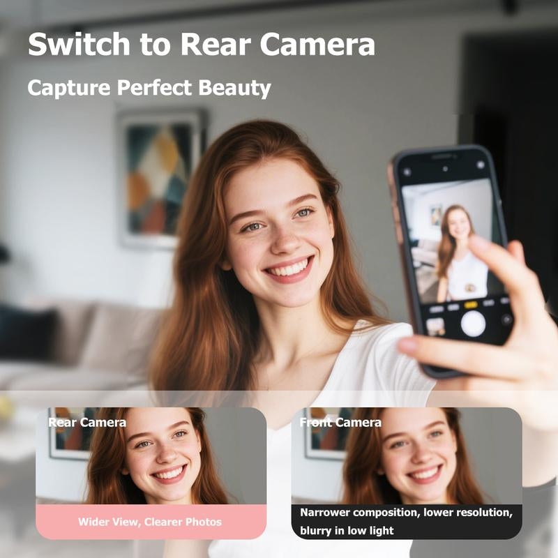 Portable Selfie Monitor Screen Iphone with Fill Light, Magnetic Vlog Live Streaming Screen, 4.3-Inch Upgraded Large Screen,1080P Rear Camera Selfie Monitor for Recording & Vlog Comes with Built-In Sound Synchronization.