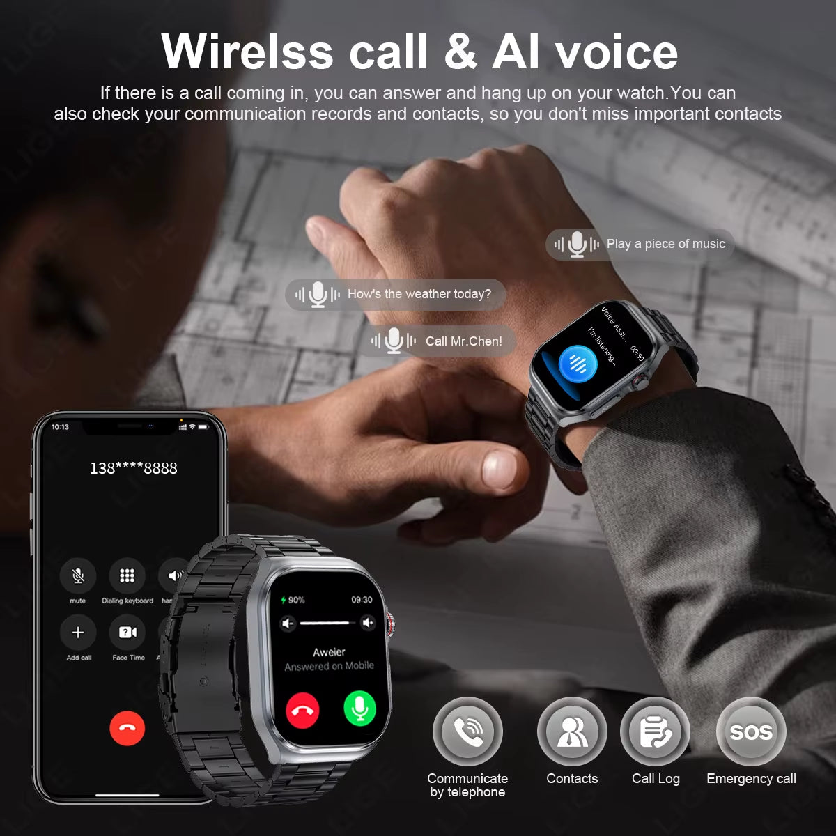 AMOLED Smart Watch ET585 Men ECG Blood Compositoin Health Monitoring Bluetooth Call Women Sports Fitness Tracker Smartwatch