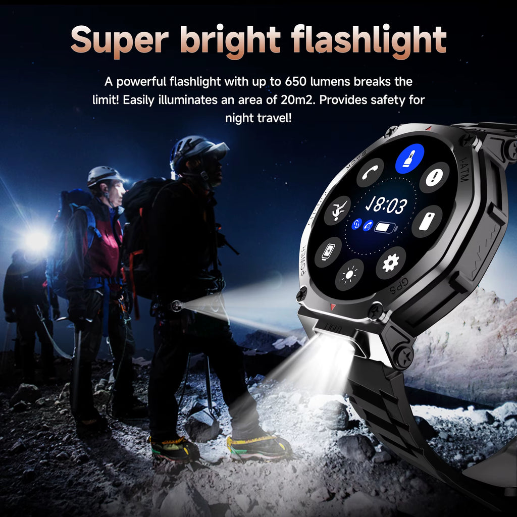 NEW T-Rex 3 Built-In GPS Sport Smart Watch for Xiaomi Men 1200Mah Large Battery Bluetooth Call Reverse Charge Flashlight Gift