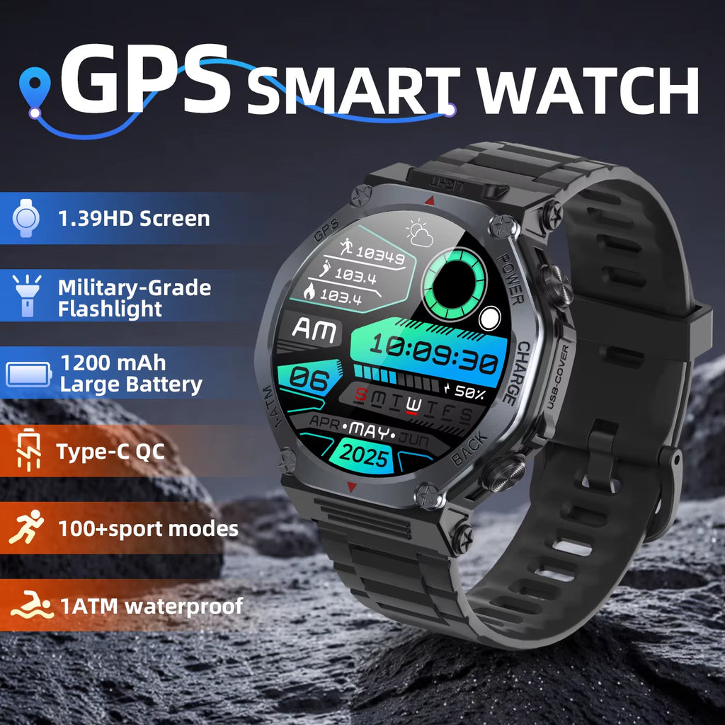 NEW T-Rex 3 Built-In GPS Sport Smart Watch for Xiaomi Men 1200Mah Large Battery Bluetooth Call Reverse Charge Flashlight Gift