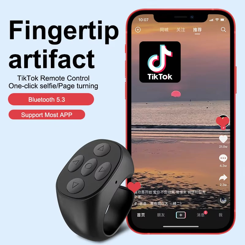 Revolutionize Your TikTok Experience with the 2025 Bluetooth Remote Control Ring – Effortlessly Flip Pages and Give Likes with a Fingertip Controller!