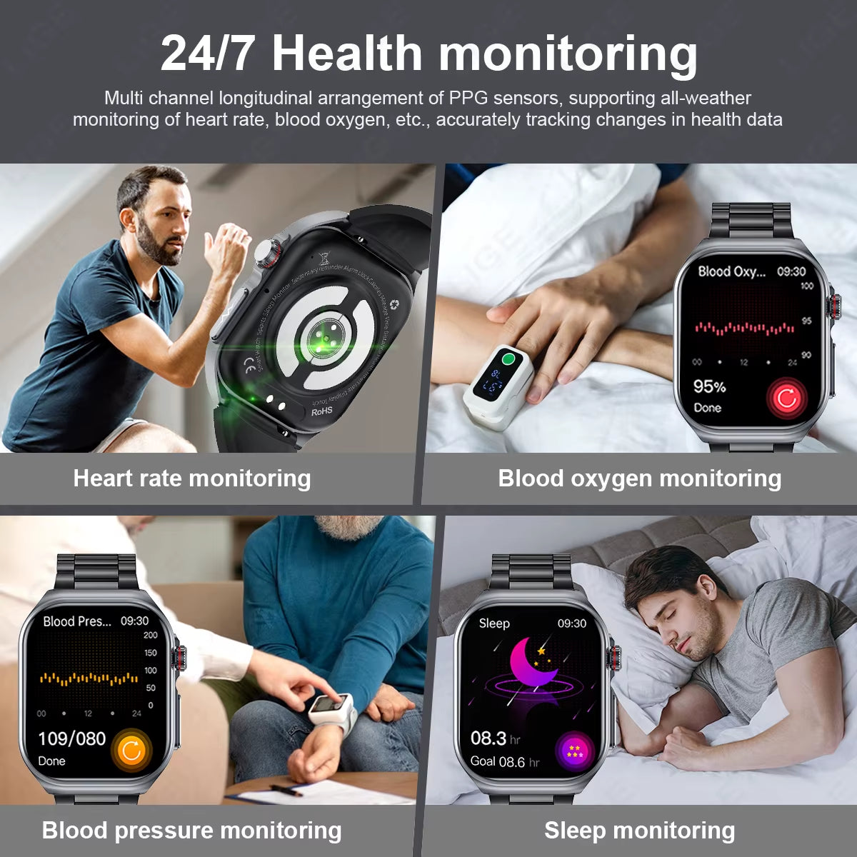 AMOLED Smart Watch ET585 Men ECG Blood Compositoin Health Monitoring Bluetooth Call Women Sports Fitness Tracker Smartwatch